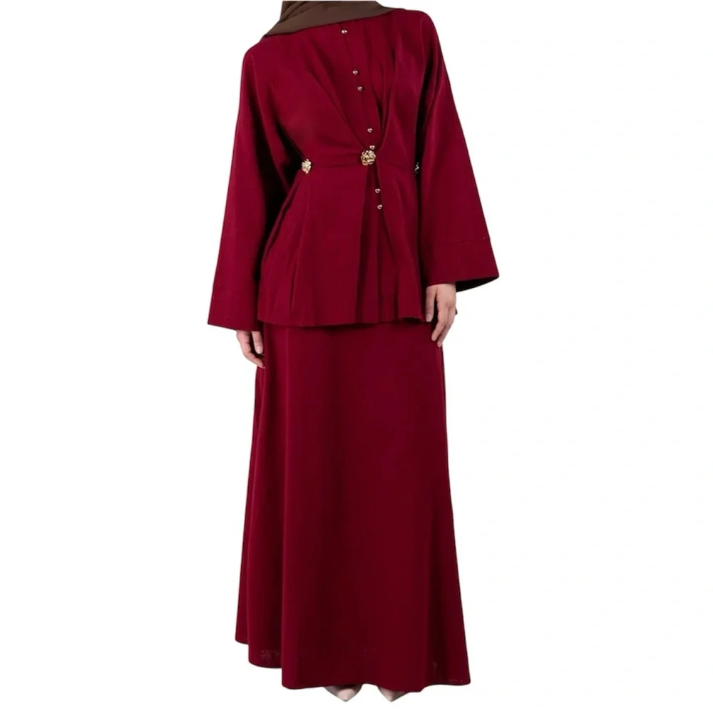 Batul the Collection Dana Skirt | Maroon - Picture 1 of 2
